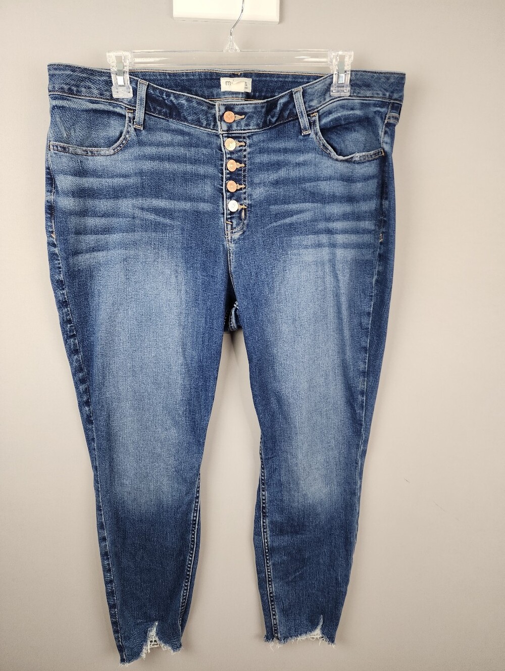 M Jean Super Skinny Ankle Jeans - High-Rise Button-Fly Sz 22W